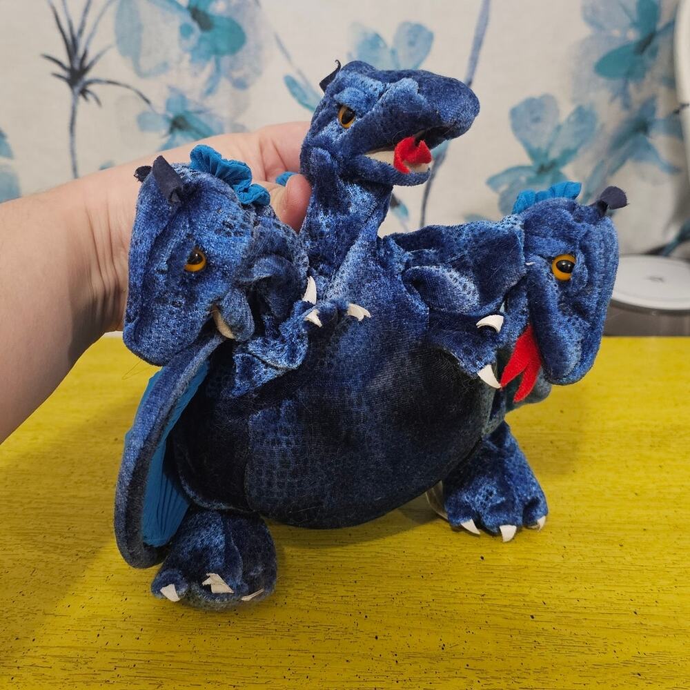Folkmanis Full Body Three Headed Dragon Puppet Blue Fairy tale storytime